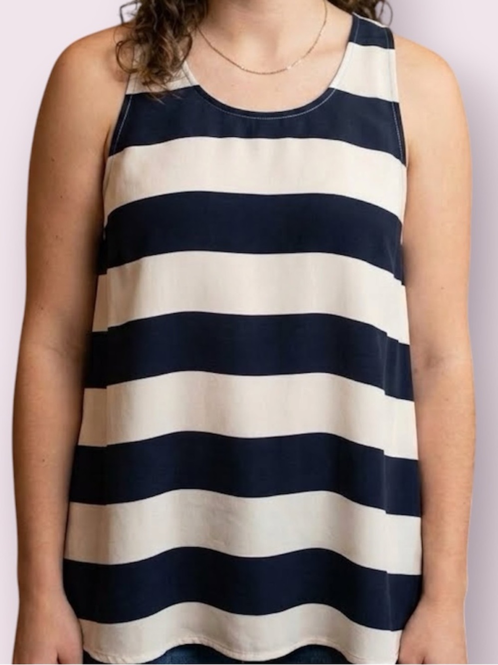 Joie 100% Silk Tank Top Shell Black & White Stripes Size Small